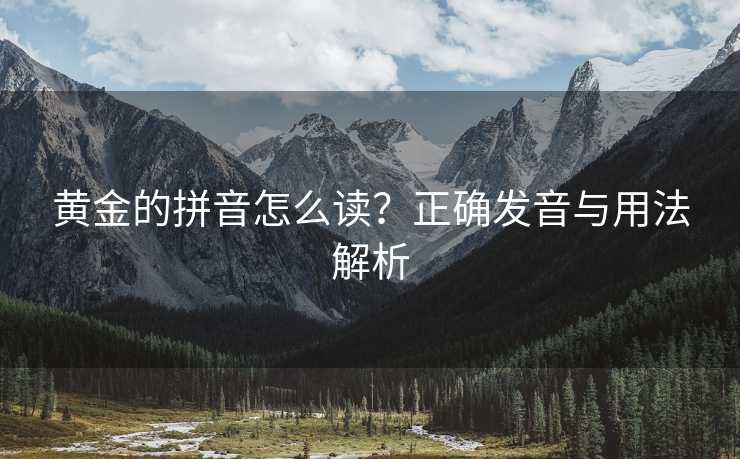 黄金的拼音怎么读？正确发音与用法解析